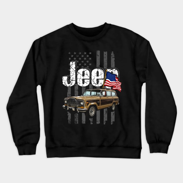 Jeep Wagoneer SJ series Jeepcar JEEP Flag Crewneck Sweatshirt by alex77alves